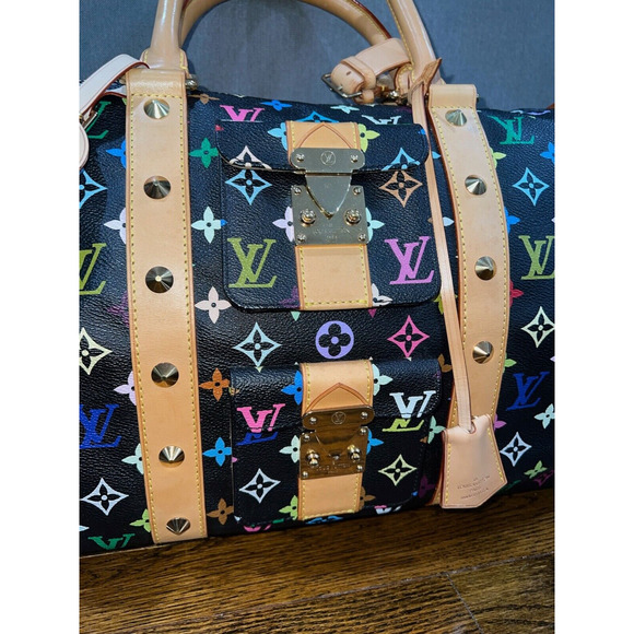 Louis Vuitton Keepall 45 Takashi Murakami Black Multicolor Monogram Travel Bag - Picture 3 of 8